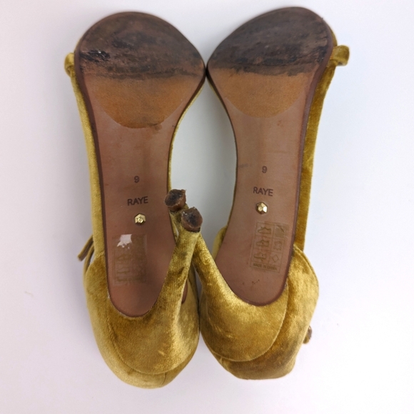 Revolve RAYE Heels Gold Velvet Blake Heels Size 9 - Picture 12 of 16
